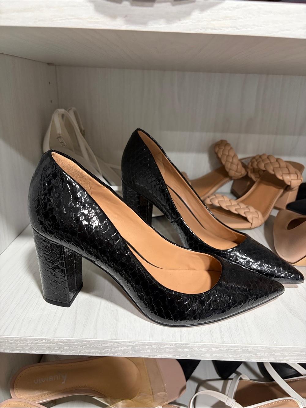 Jessica Simpson Faux-Snakeskin Block Heel Pumps
